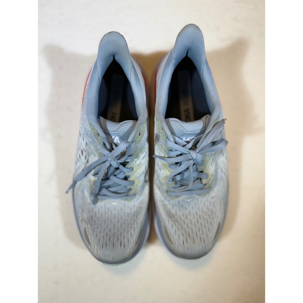 Hoka Clifton 8 Women's Running Shoes Gray Orange Low Top Comfort Sneakers - Picture 3 of 6